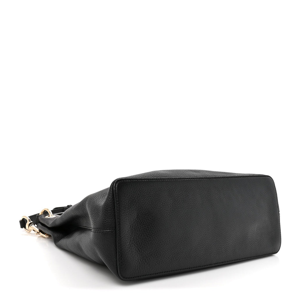 Pebbled Calfskin Large Soho Hobo Black