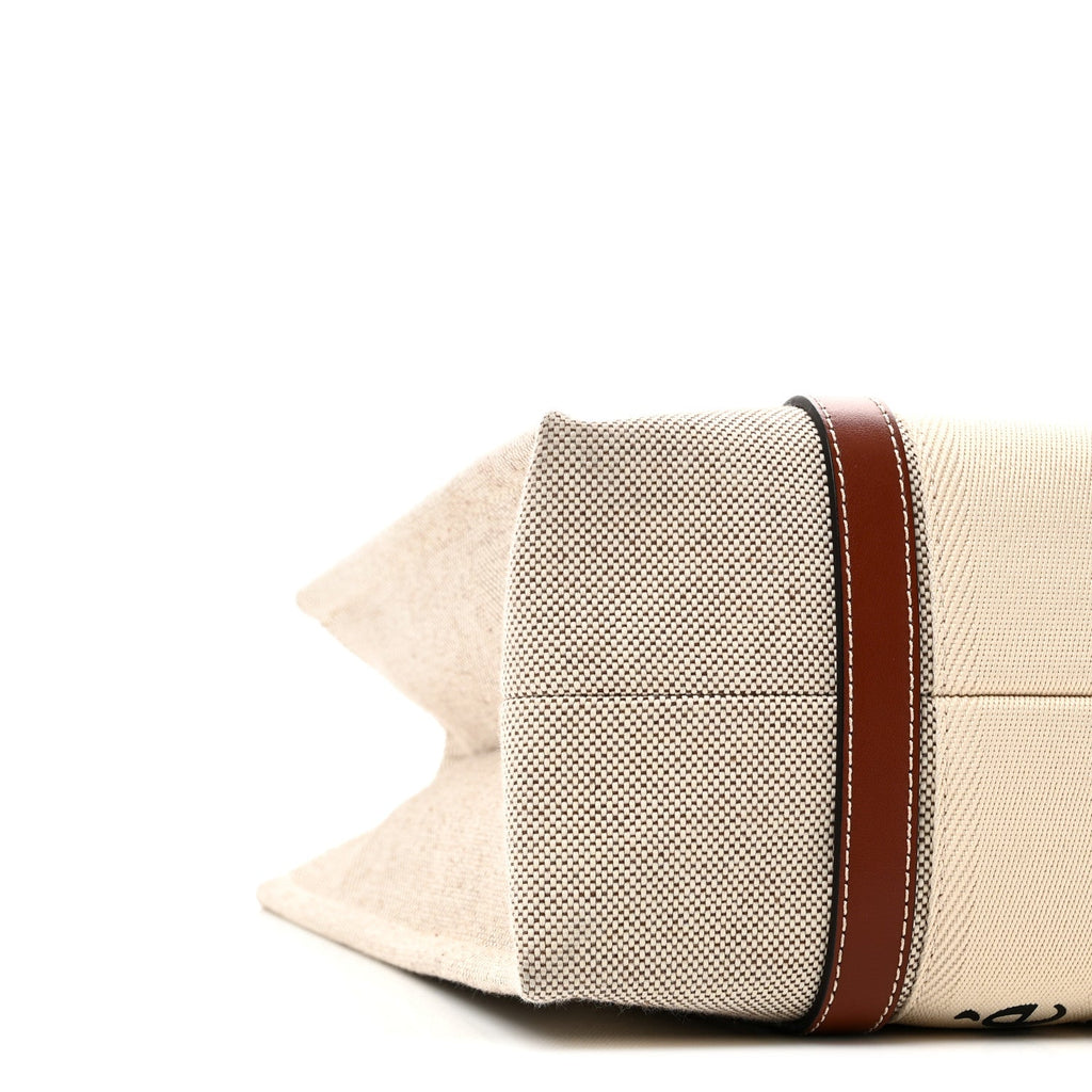Cotton Calfskin Medium Woody Ribbon Tote White Brown
