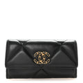 Lambskin Quilted Chanel 19 Flap Wallet Black