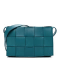 Lambskin Maxi Intrecciato Cassette Crossbody Bag Petrol Blue