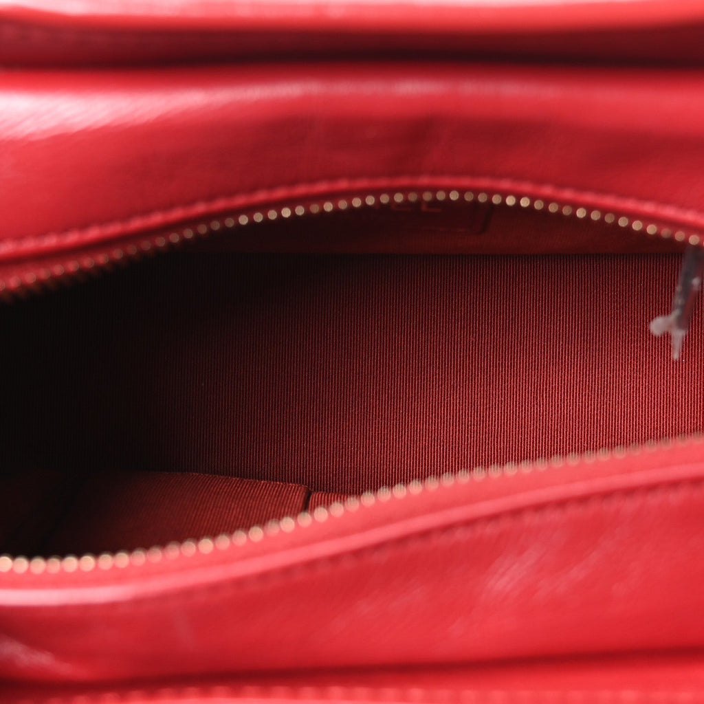 Aged Calfskin Quilted Small Gabrielle Logo Hobo Red