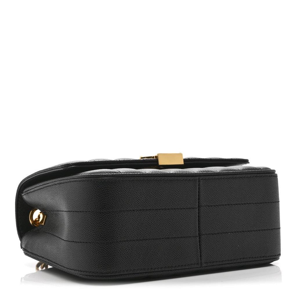 Grain De Poudre Matelasse Monogram Medium Vicky Chain Bag Black