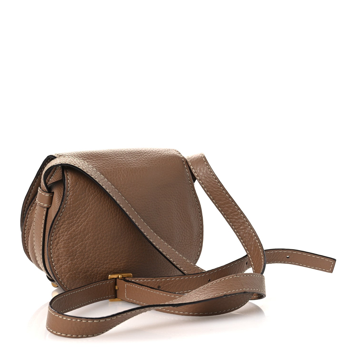 Calfskin Mini Marcie Round Crossbody Bag Nut