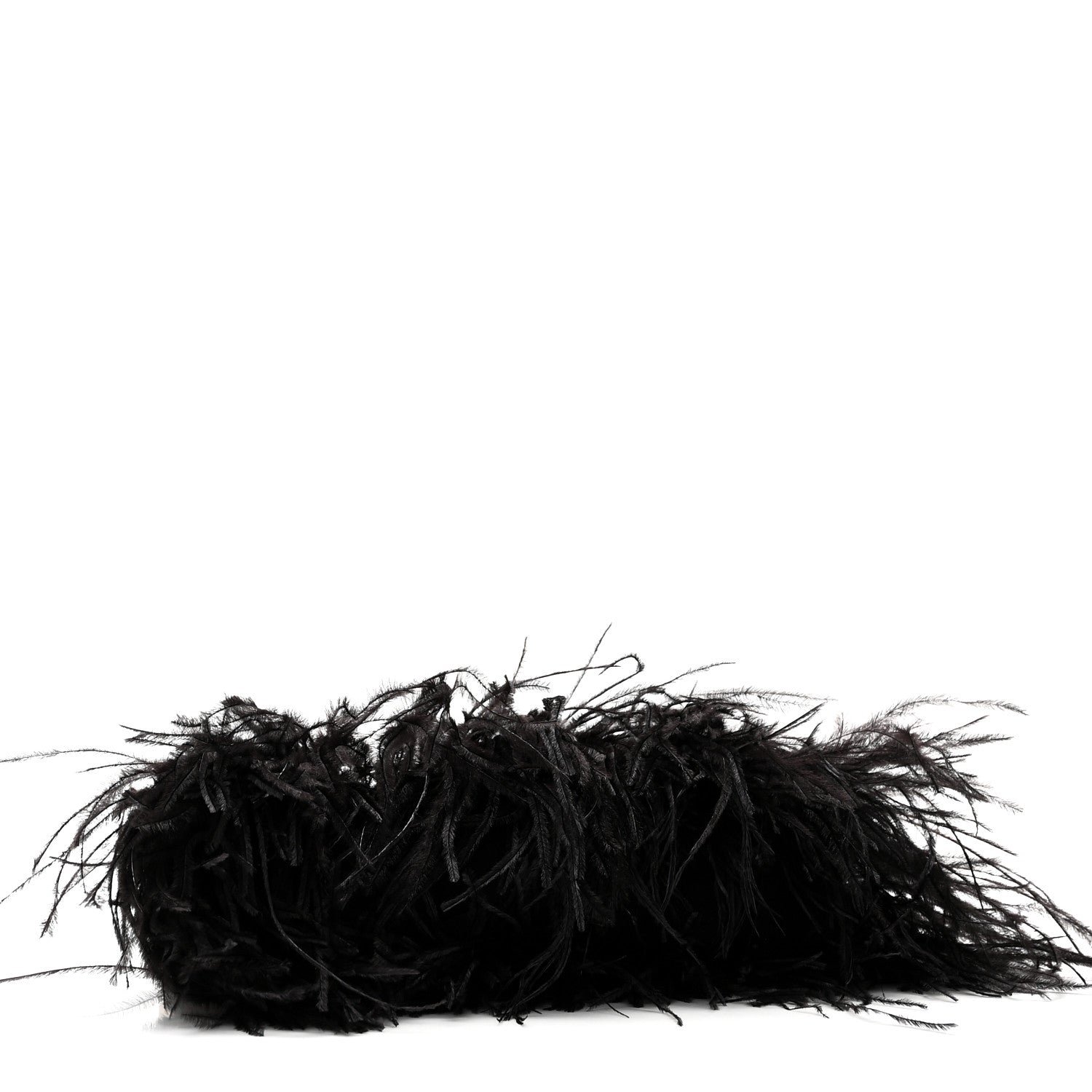 Satin Feather Crystal Embellished Celeste Clutch Black