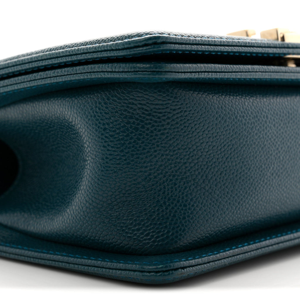 Caviar Quilted Small Boy Flap Dark Blue