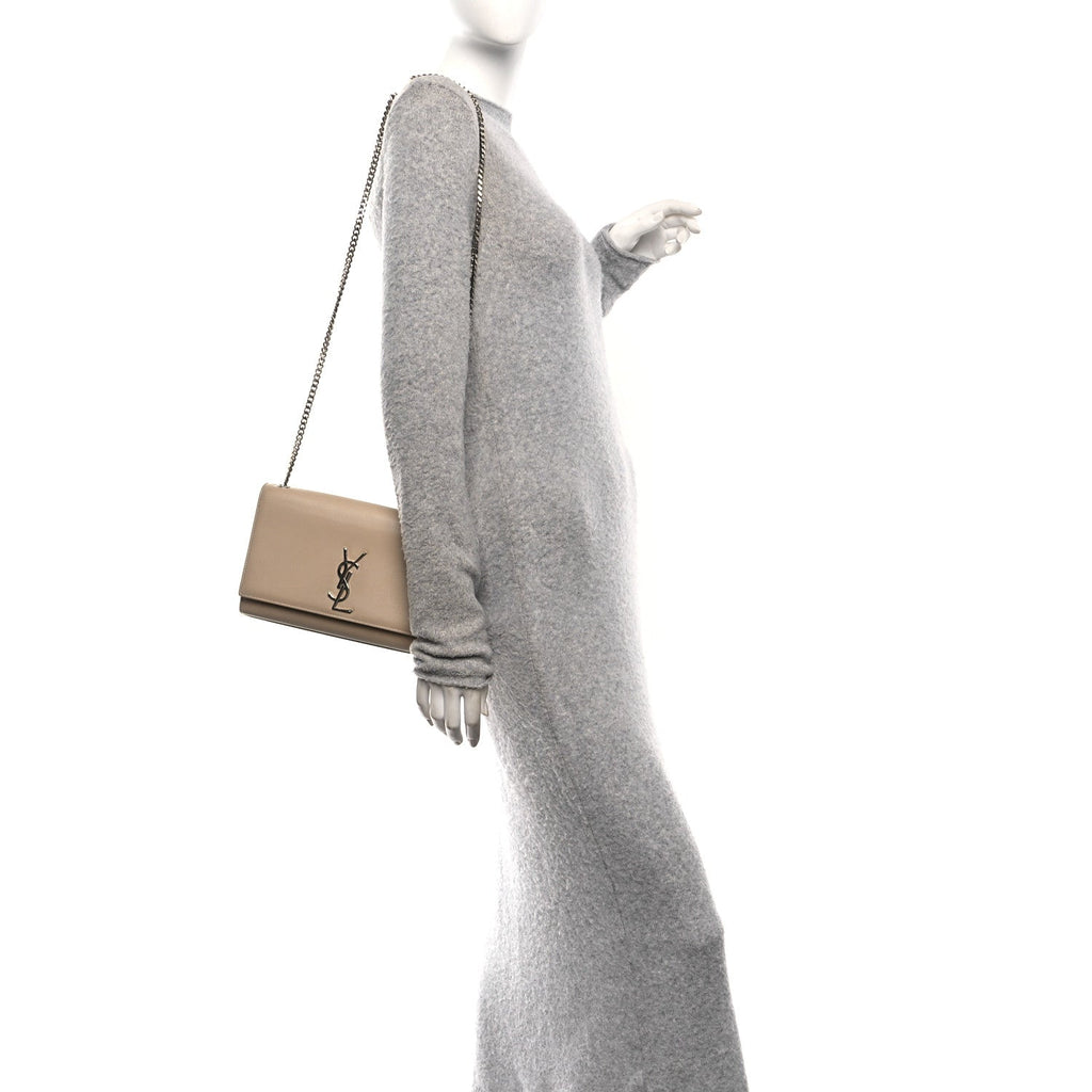 Grain De Poudre Medium Monogram Kate Satchel Sable Beige