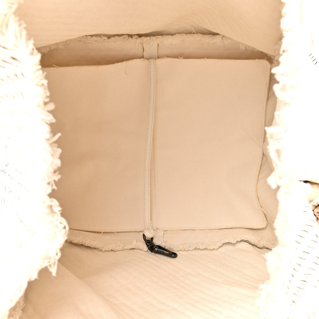 Nappa Intrecciato Canvas Fringe Maltinto Tote White
