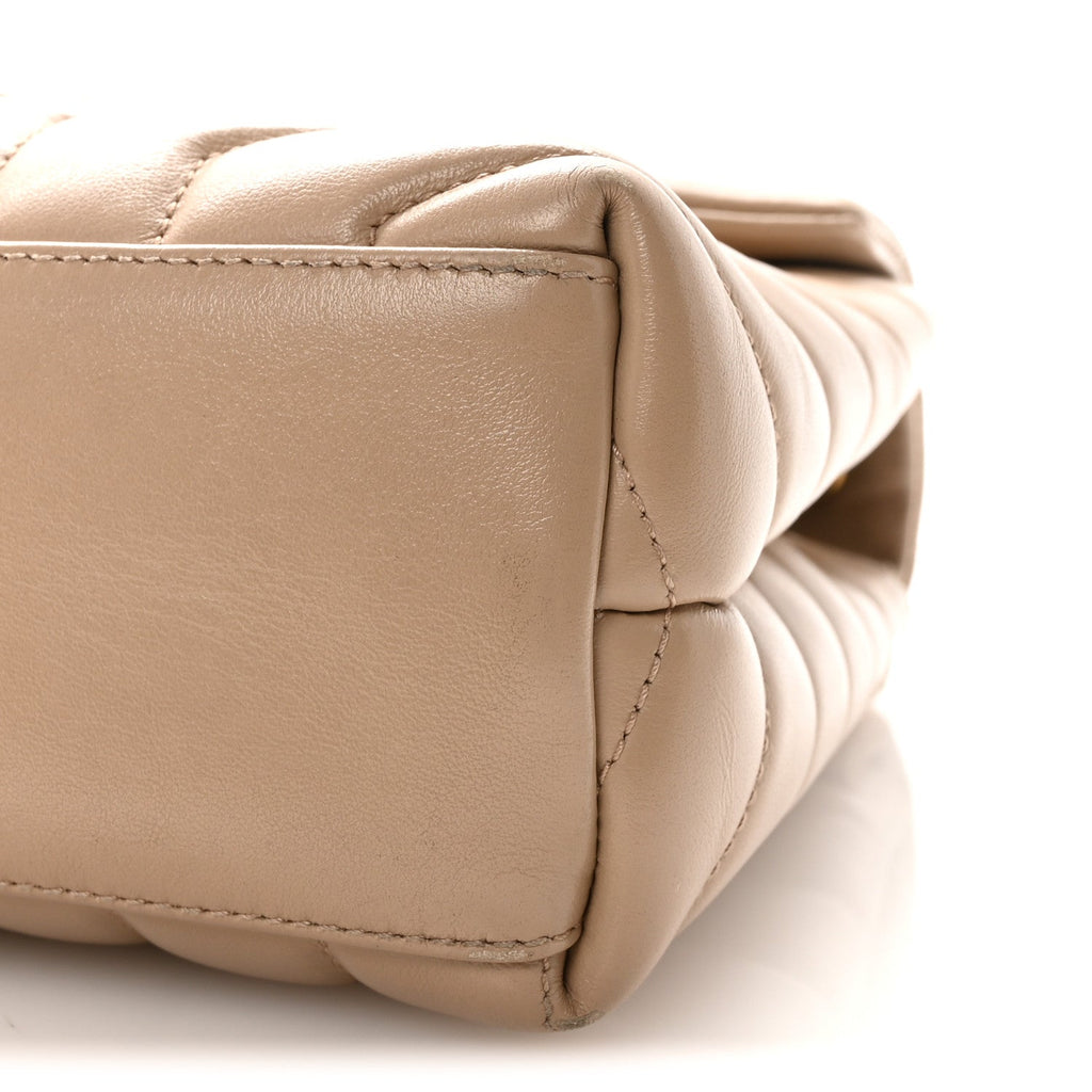 Calfskin Y Quilted Monogram Small Loulou Chain Satchel Dark Beige