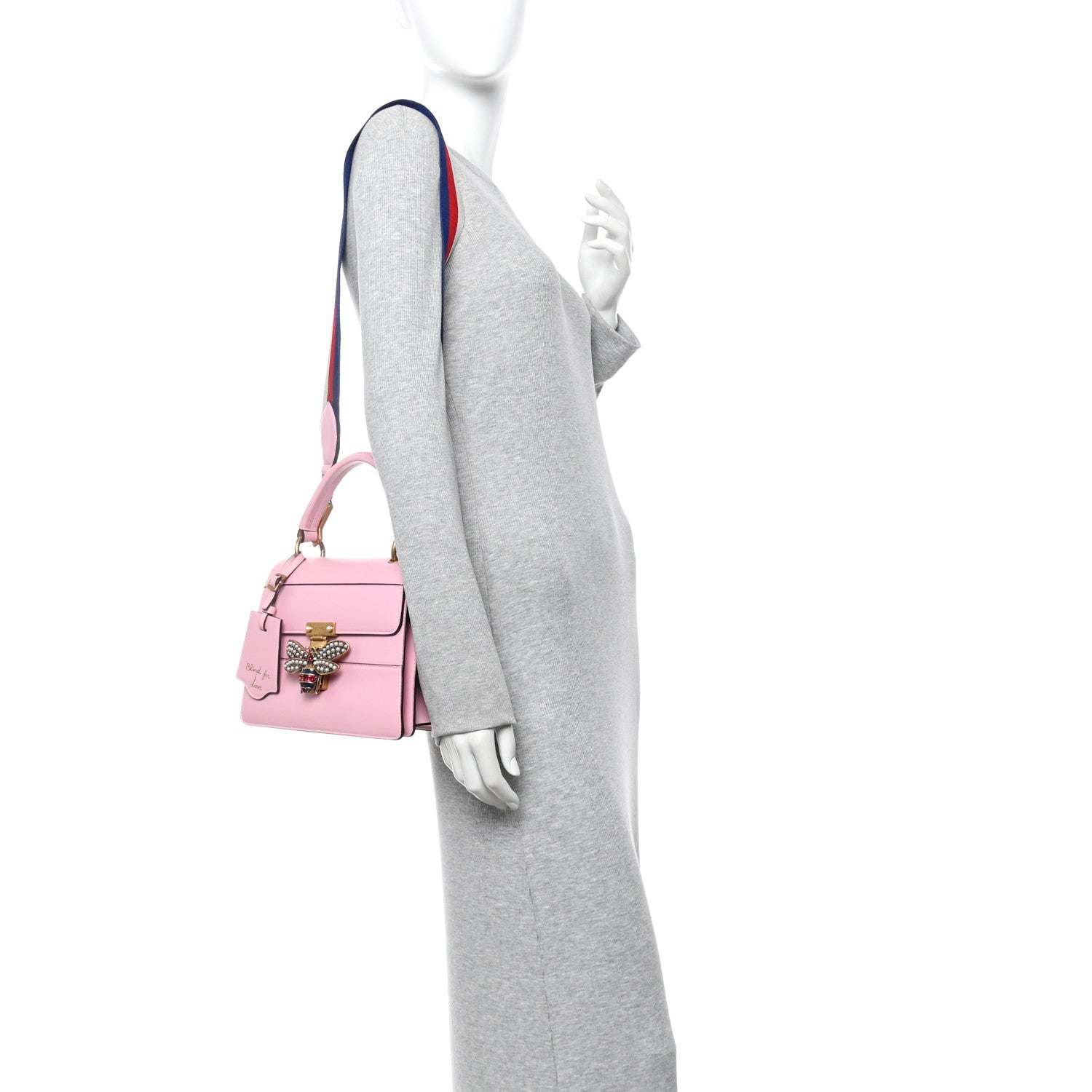 Calfskin Sylvie Web Small Queen Margaret Top Handle Bag Sugar Pink