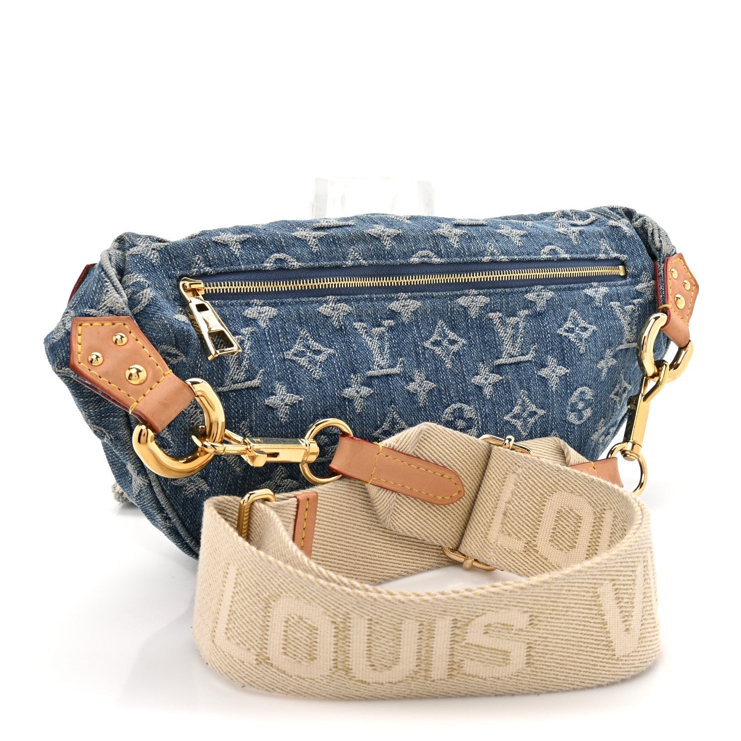 Monogram Denim High Rise Bumbag Blue