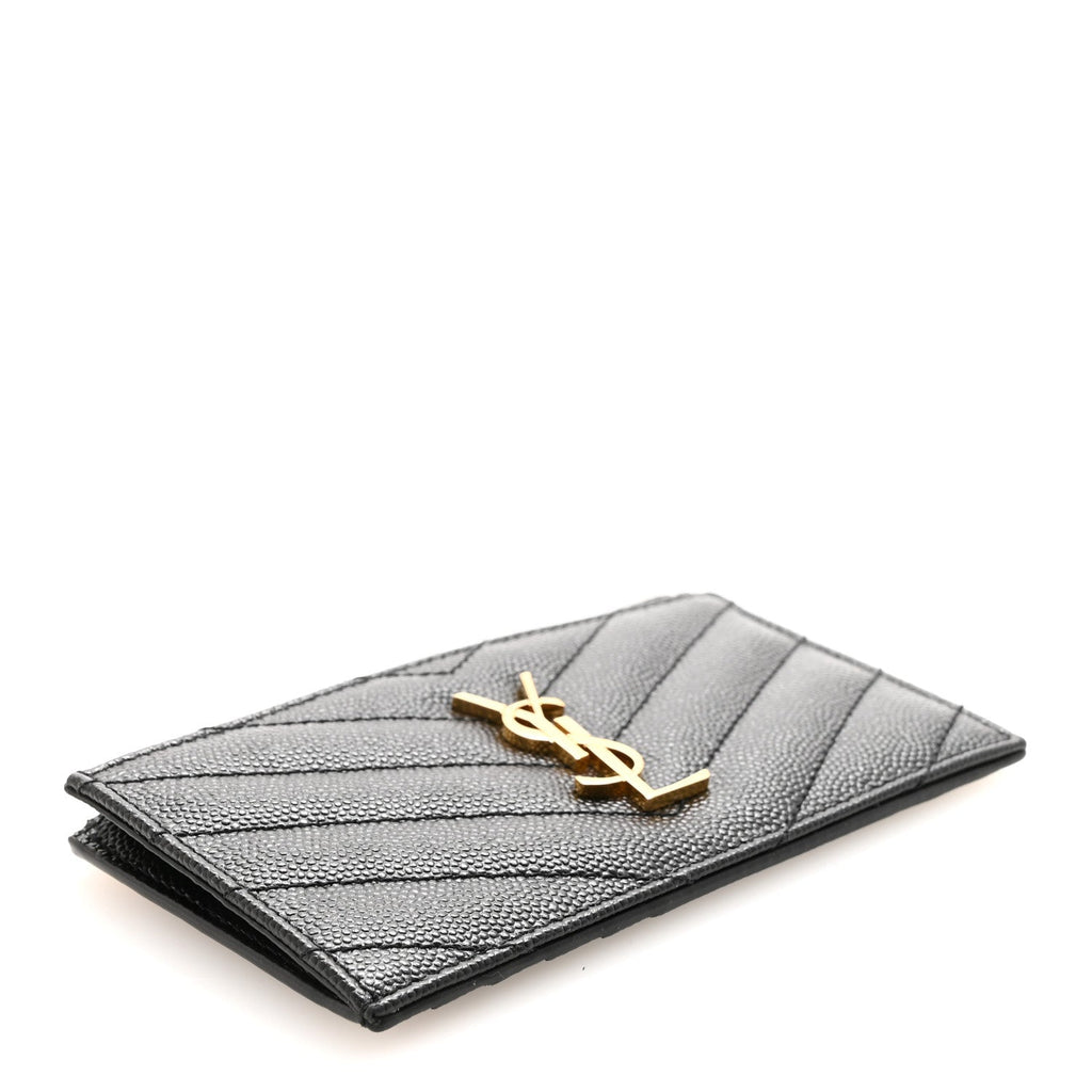 Grain De Poudre Matelasse Chevron Monogram Fragments Zippered  Case Black