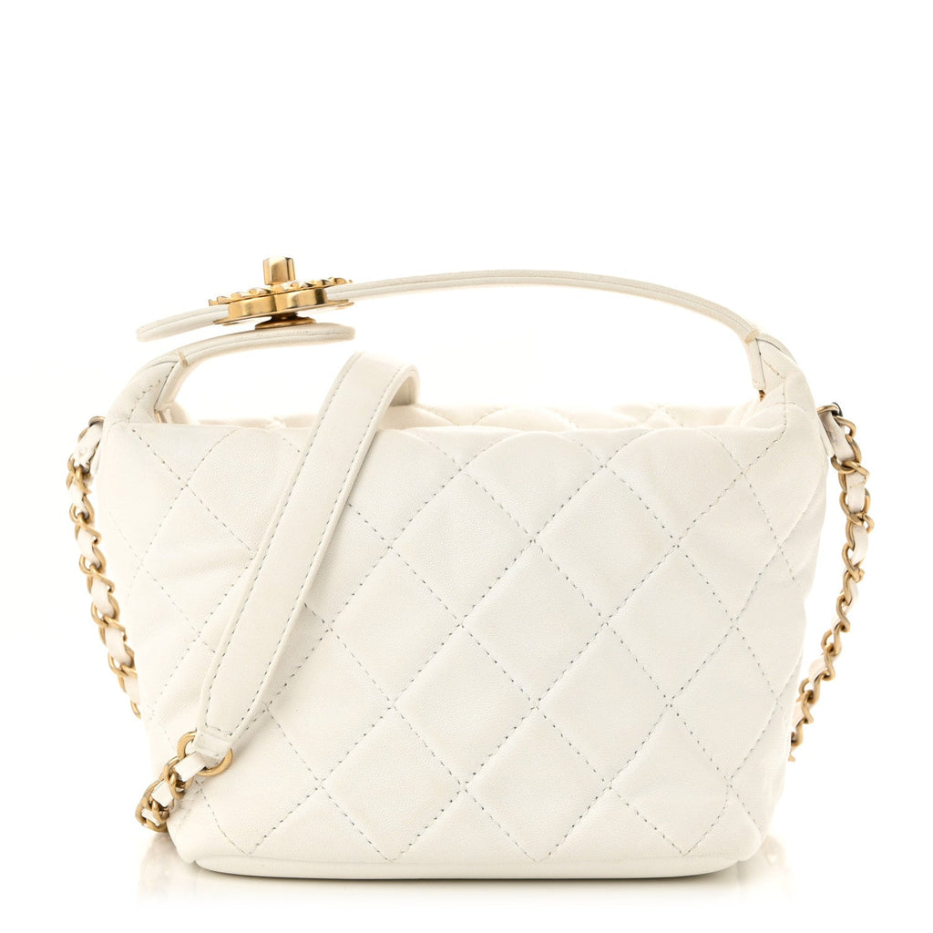Lambskin Quilted Small Perfect Meeting Hobo White