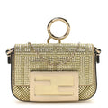 Crystal Vitello Laminato FF Nano Maxi Buckle Baguette Charm Light Gold