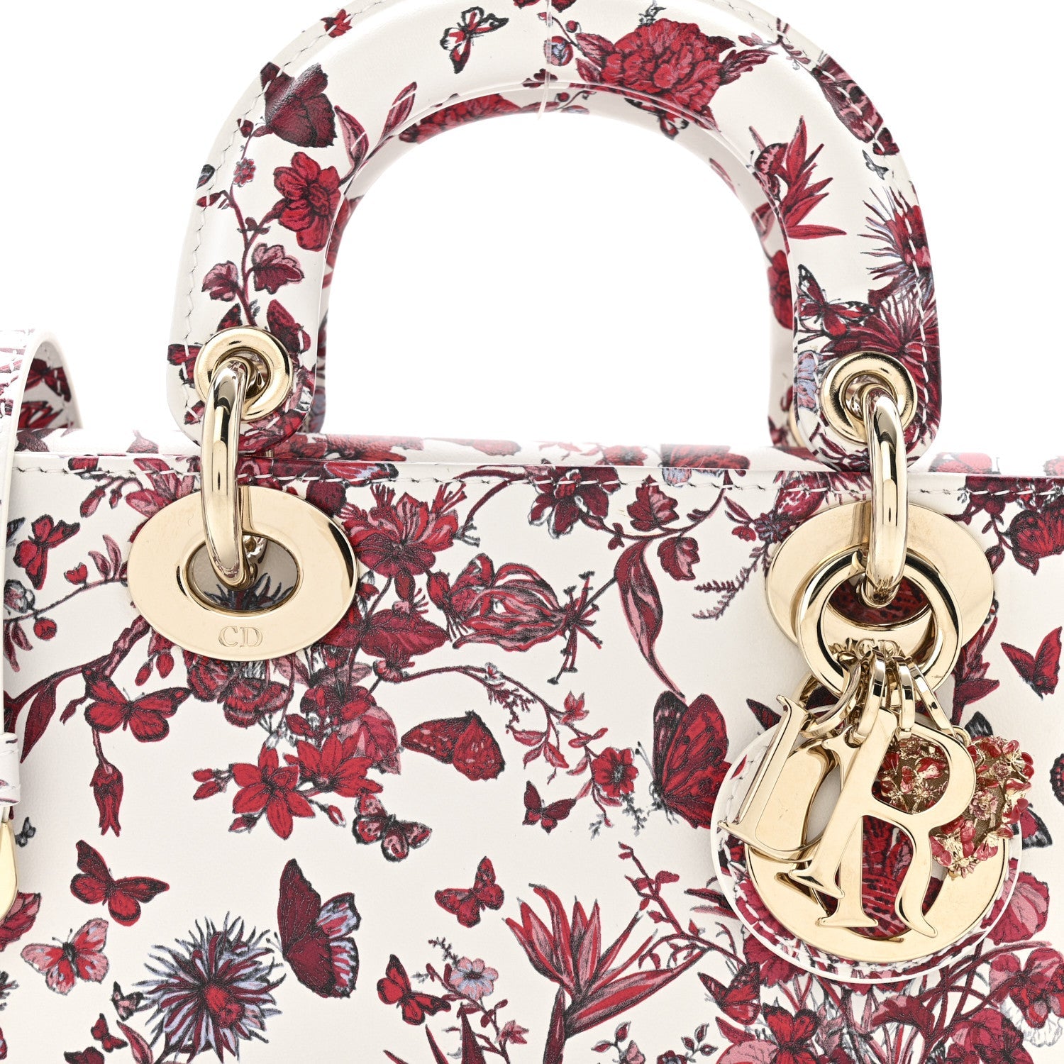 Calfskin Le Coeur Des Papillons Small Lady D-Joy White