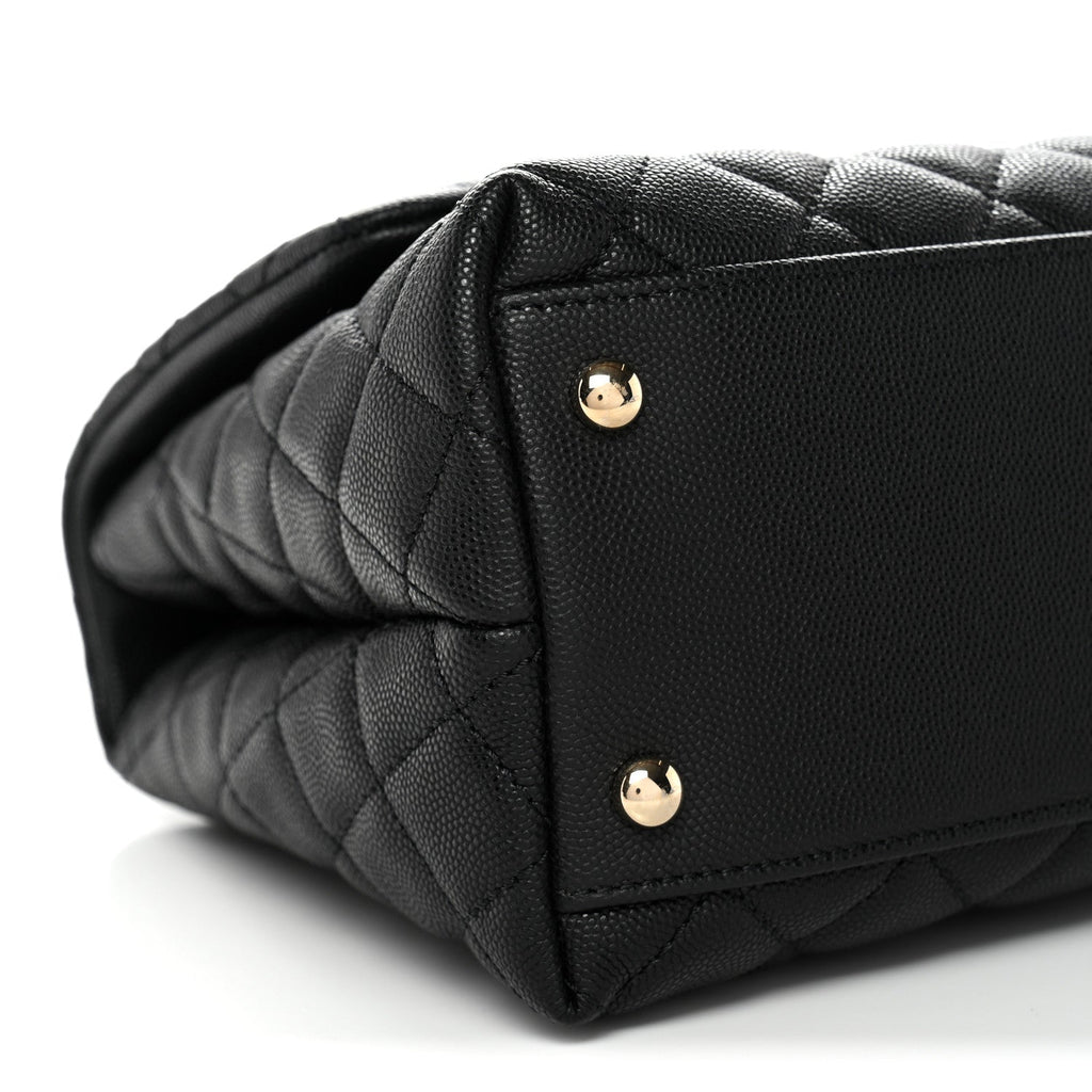 Caviar Quilted Small Coco Handle Flap Black
