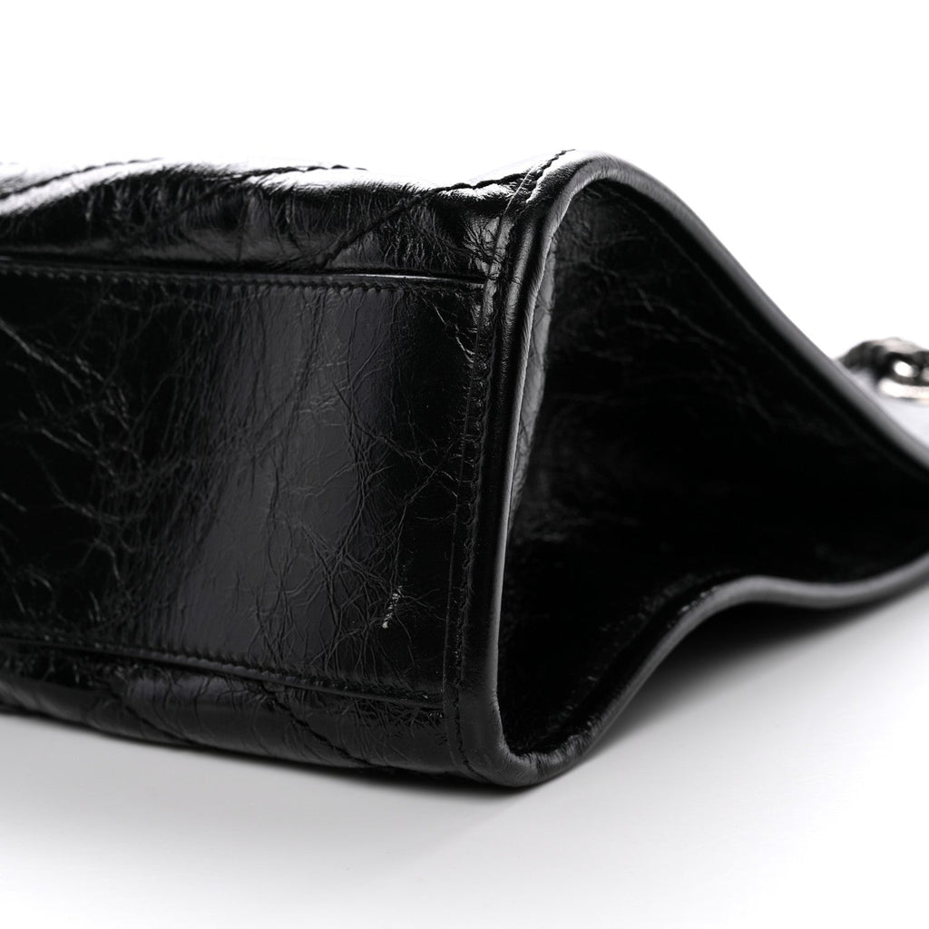 Crinkled Calfskin Matelasse Monogram Medium Niki Shopper Tote Black