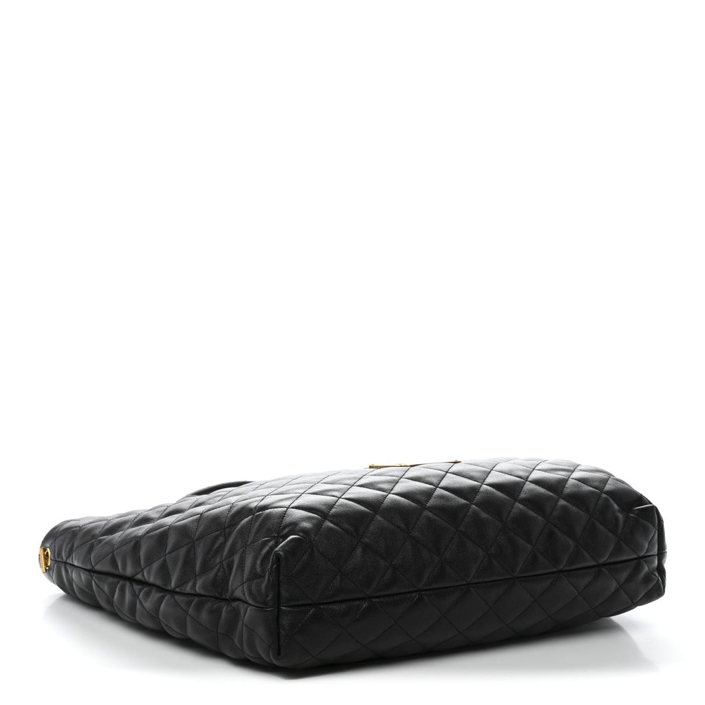 Lambskin Quilted Maxi Icare Shopping Tote Black