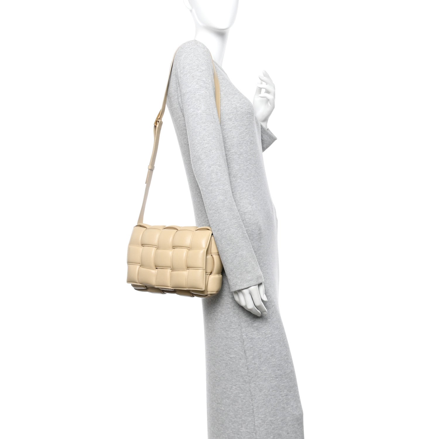 Nappa Maxi Intreccio Padded Cassette Crossbody Bag Porridge
