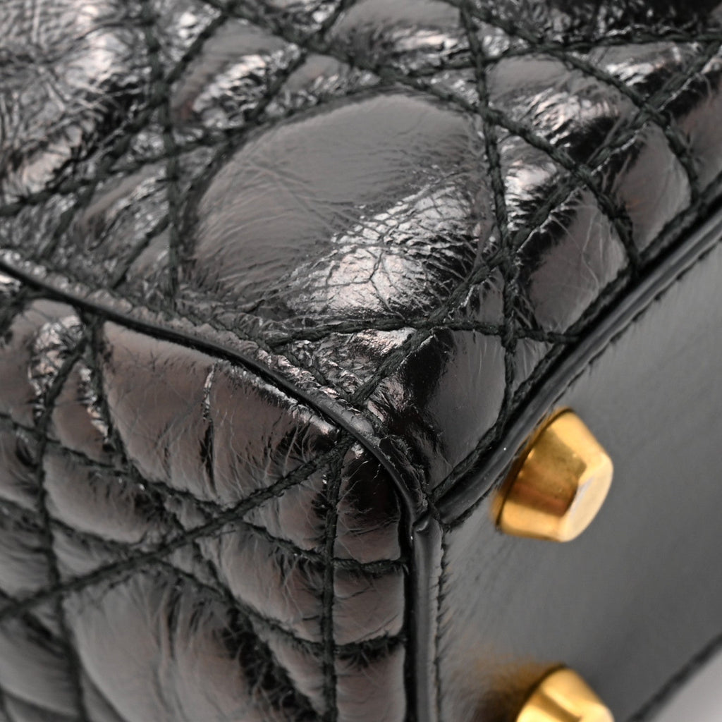 Crinkled Patent Cannage Small Lucky Badges My Lady Dior Black