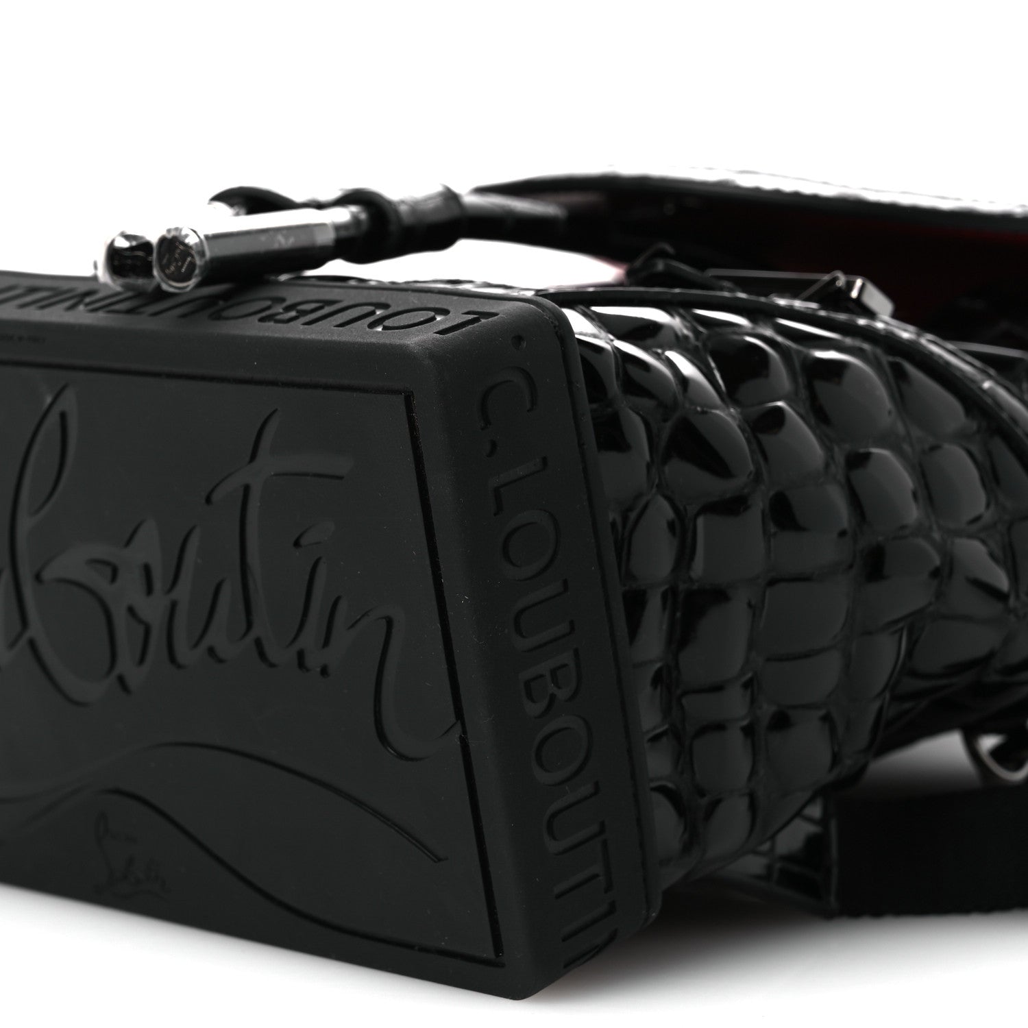 Calfskin Alligator Embossed Small Explorafunk Backpack Black