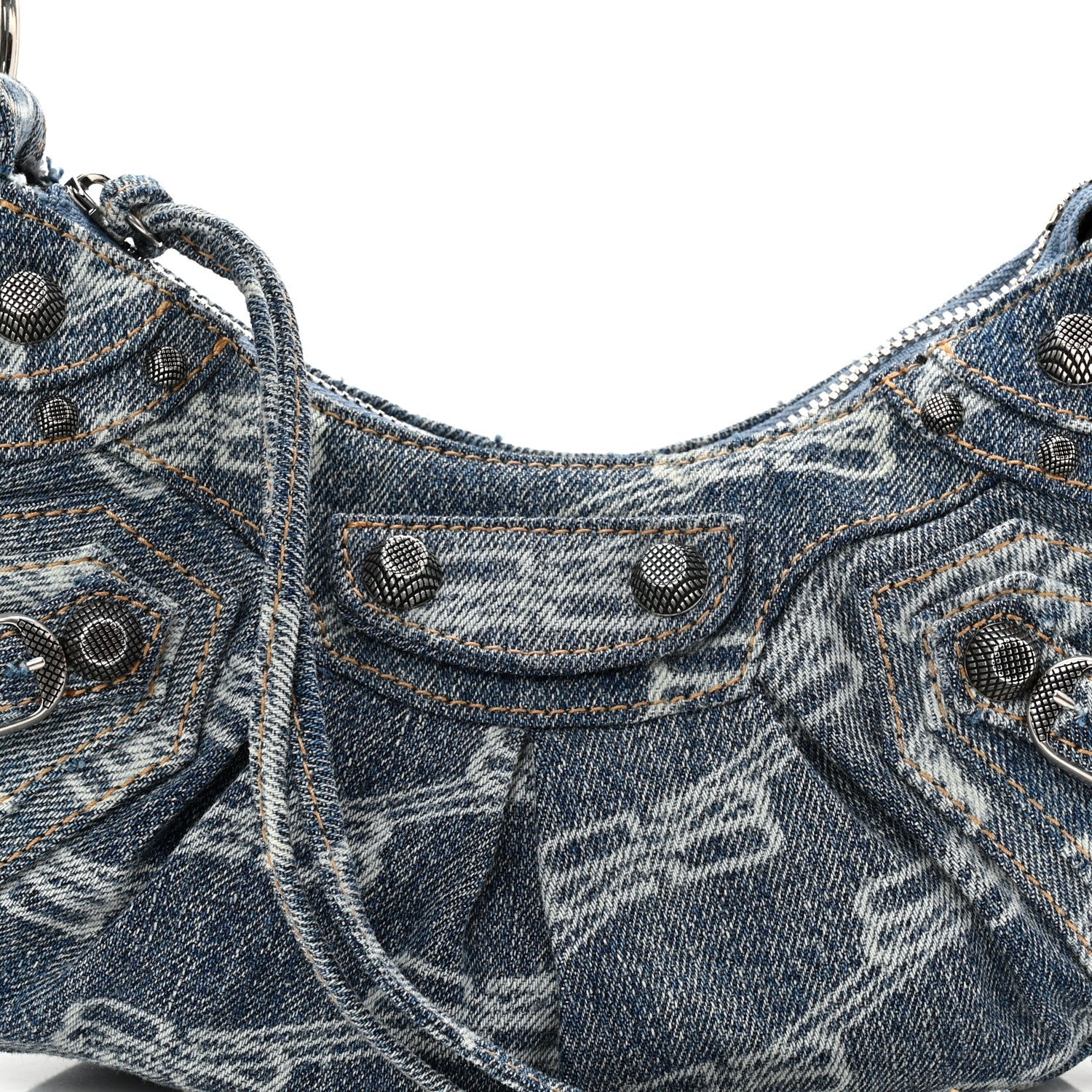 Denim BB Monogram Le Cagole Shoulder Bag XS Blue