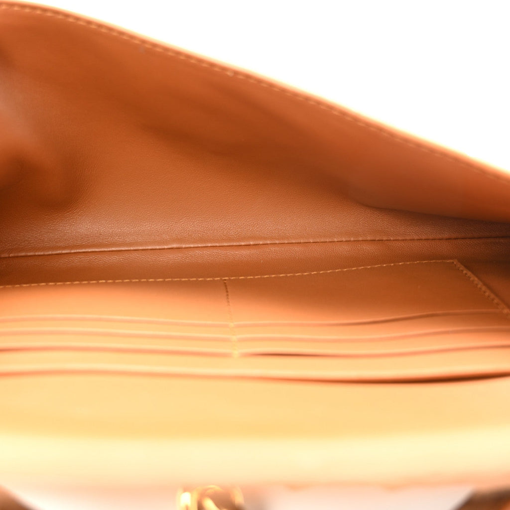 Suede Intrecciato Long Andiamo Top Handle Clutch Amber