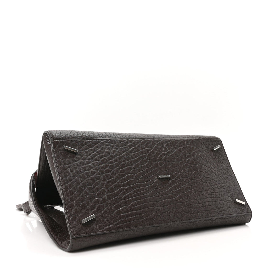 Natural Grain Calfskin Bicolor Large Hug Bag Testa Di Moro Flame Red