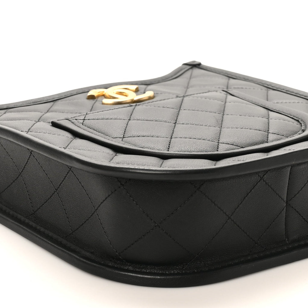 Calfskin Quilted CC Hobo Handbag Black
