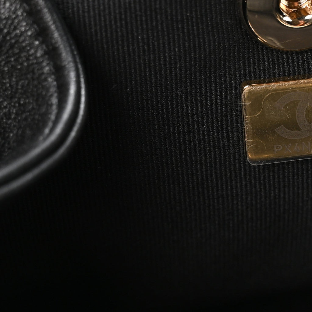 Glazed Aged Calfskin Quilted Small Duma Drawstring Backpack Black