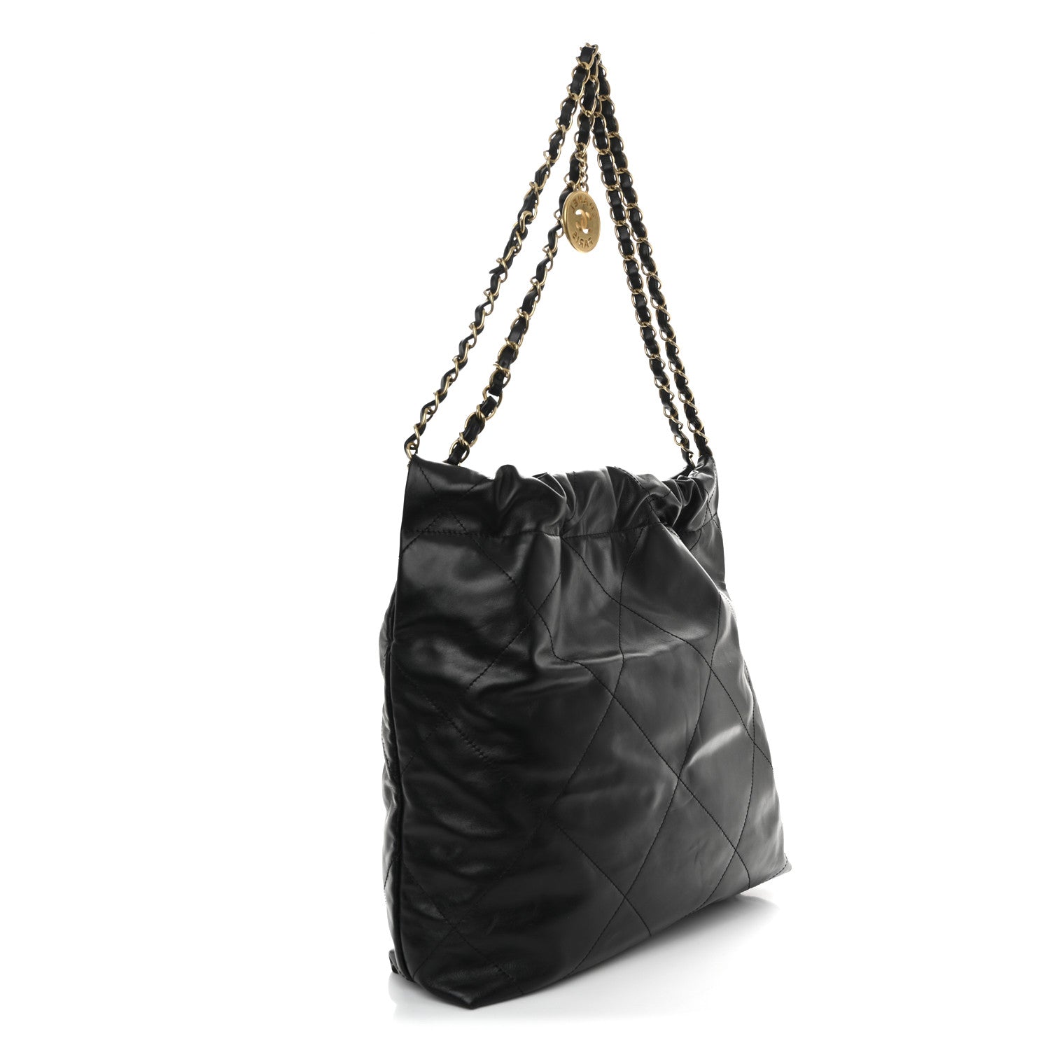 Shiny Calfskin Quilted Small Chanel 22 Black