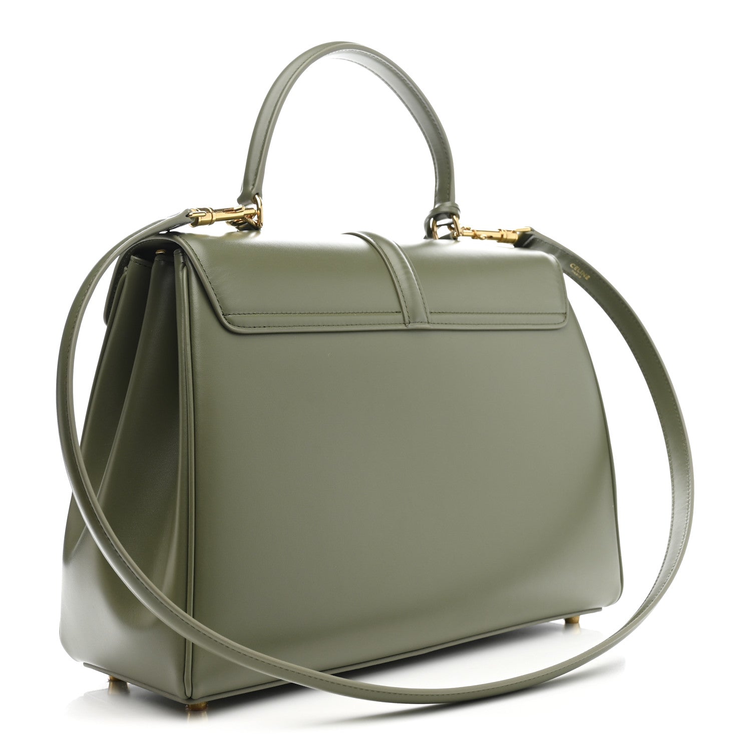 Satinated Calfskin Medium 16 Top Handle Bag Sage