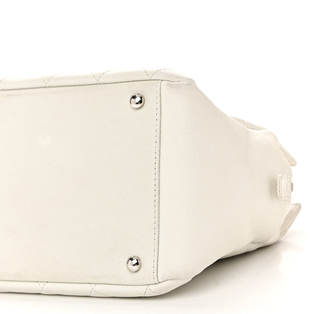 Caviar Quilted Petit Timeless Tote PTT White