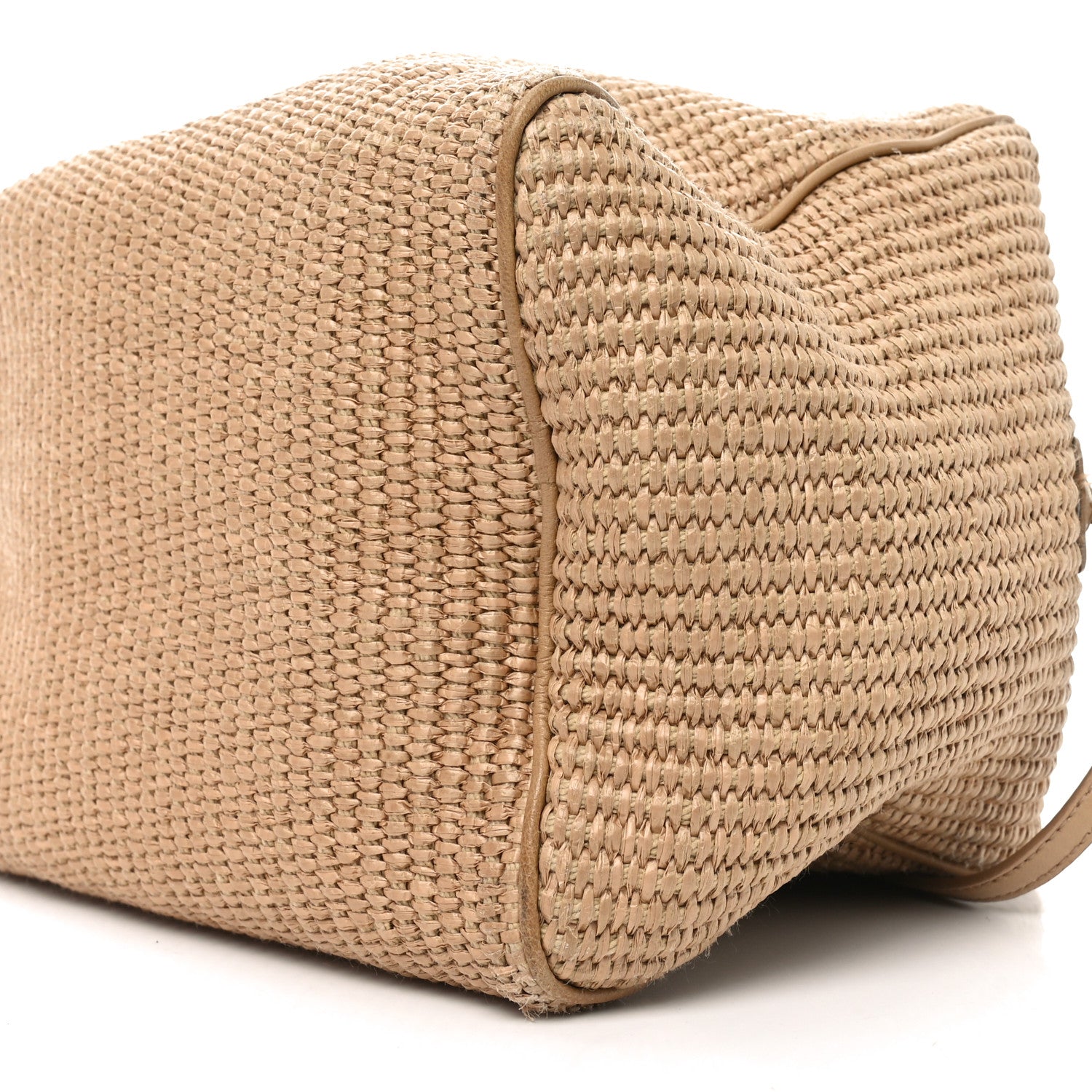 Cotton Raffia Puffy Pouch Clutch Bag
