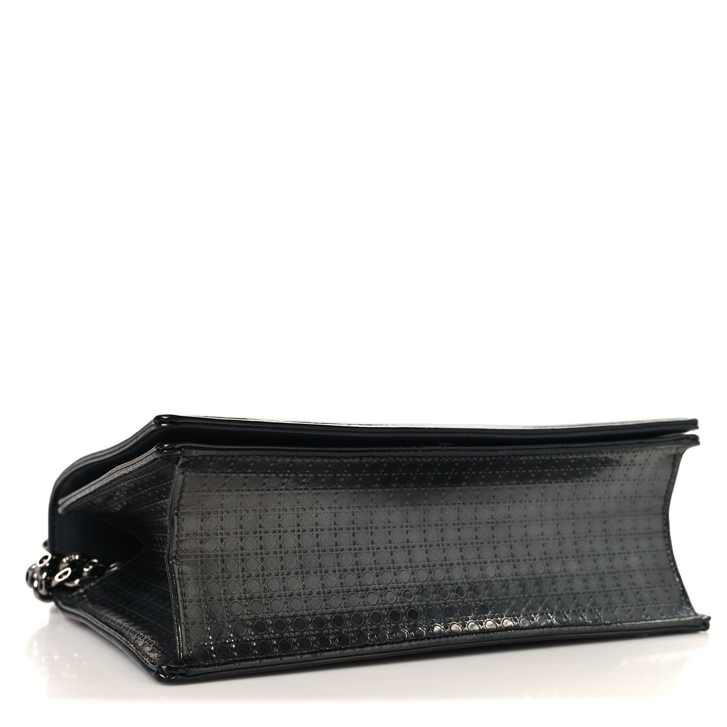 Metallic Patent Micro-Cannage Medium Diorama Flap Bag Onyx Black