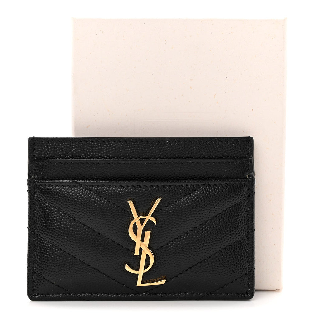 Grain De Poudre Matelasse Chevron Monogram Credit  Case Black