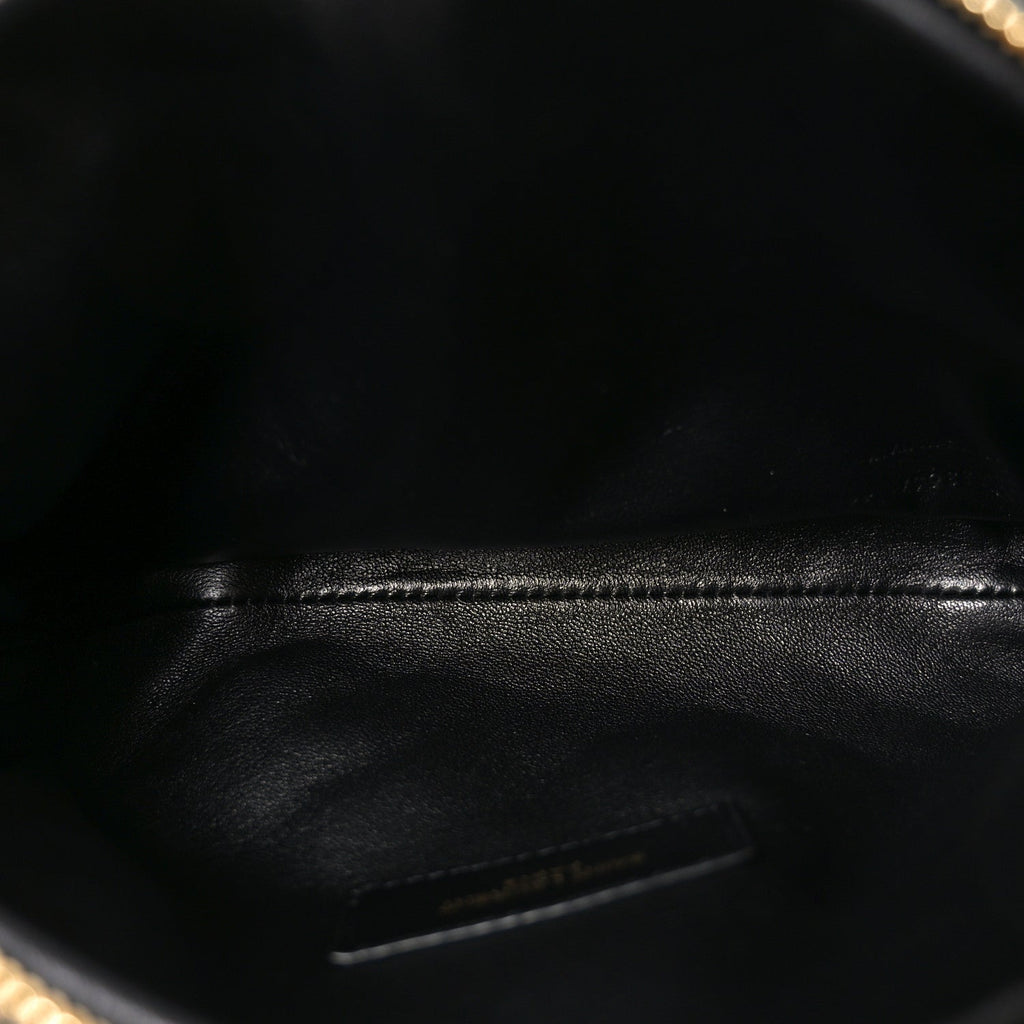 Lambskin Quilted Gaby Zipped Pouch Black