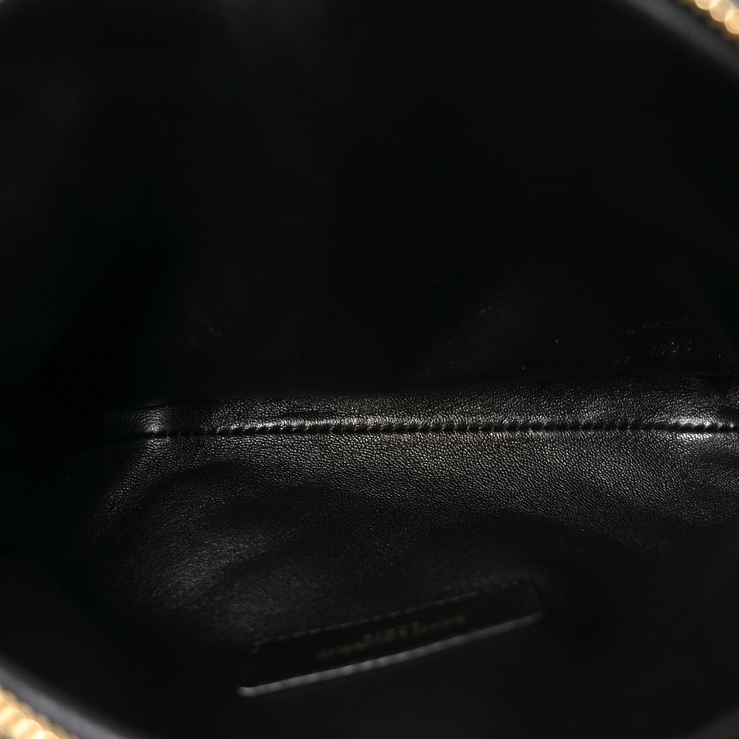 Lambskin Quilted Gaby Zipped Pouch Black
