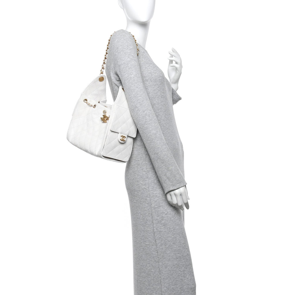 Caviar Quilted Small Chanel 25 Handbag White