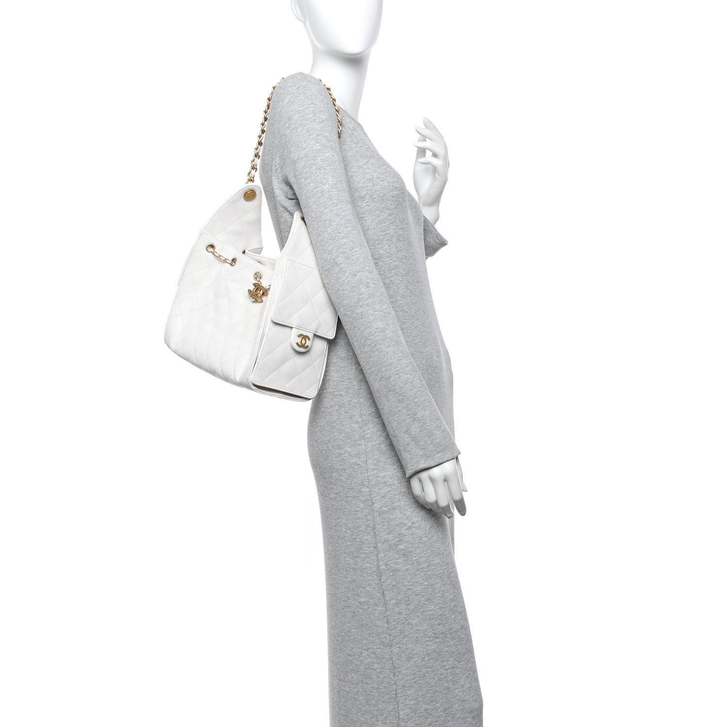 Caviar Quilted Small Chanel 25 Handbag White