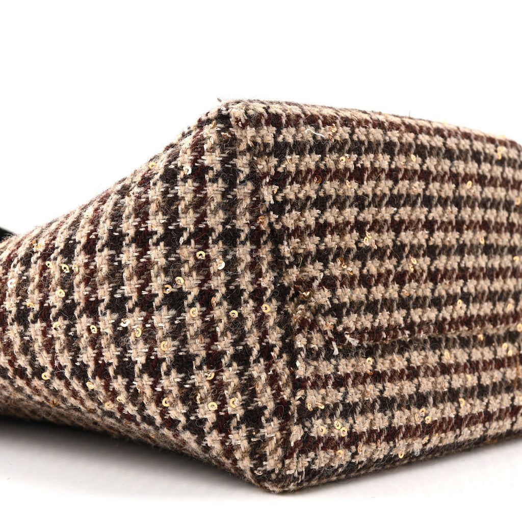Tweed Small Sangle Bucket Bag Beige