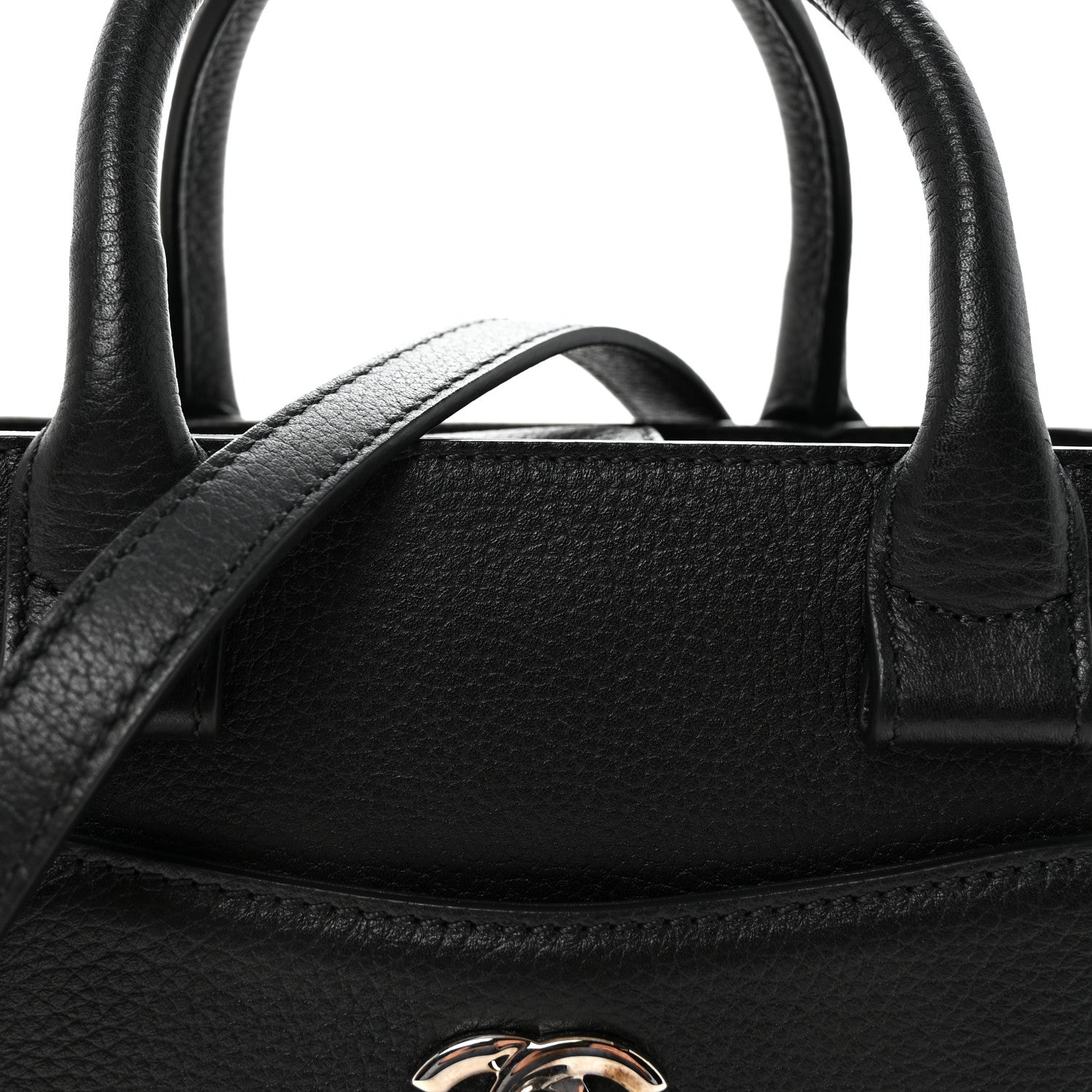Grained Calfskin Mini Neo Executive Shopper Tote Black