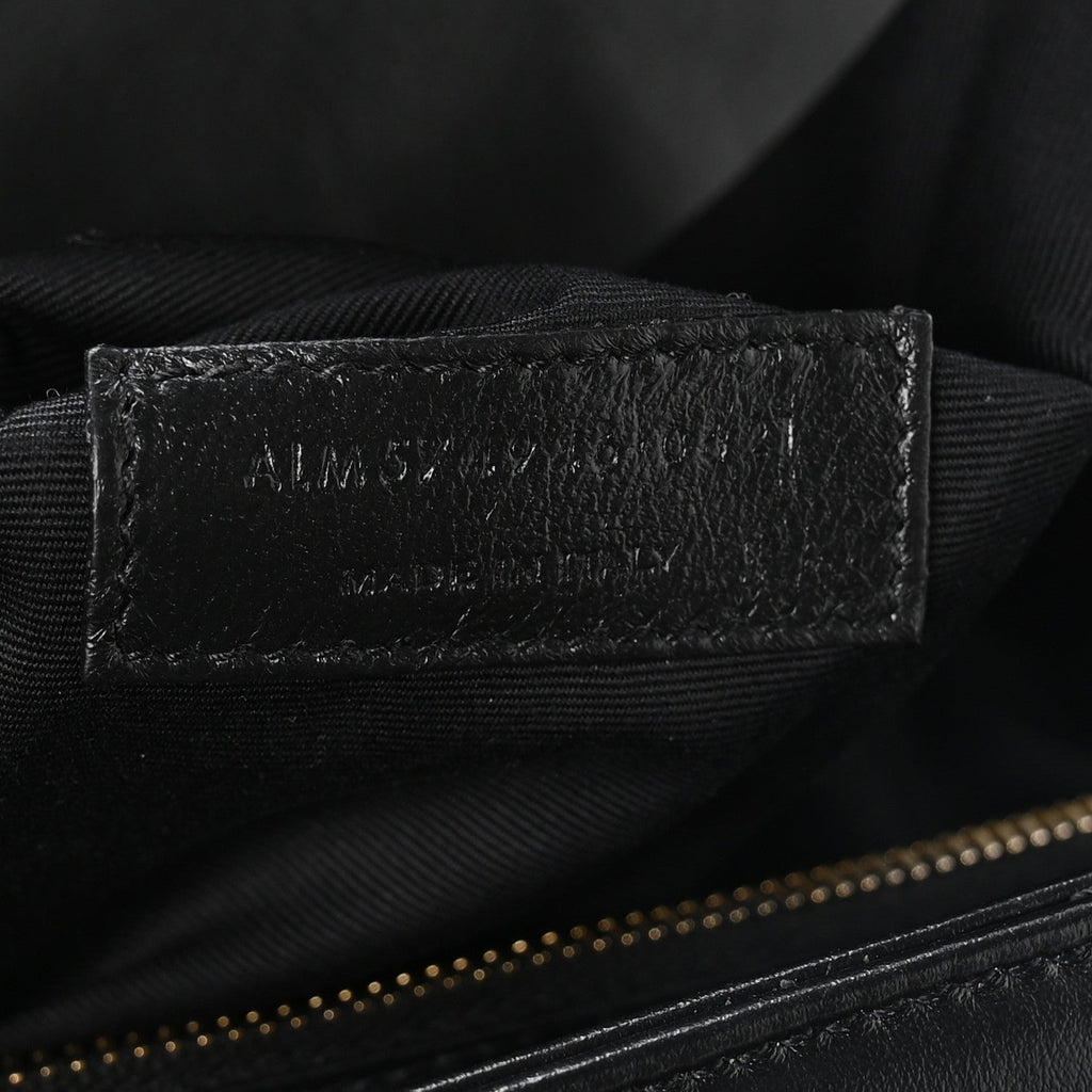 Calfskin Y Quilted Monogram Medium Loulou Chain Satchel Black