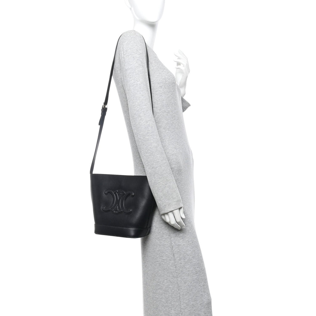 Smooth Calfskin Small Cuir Triomphe Bucket Bag Black