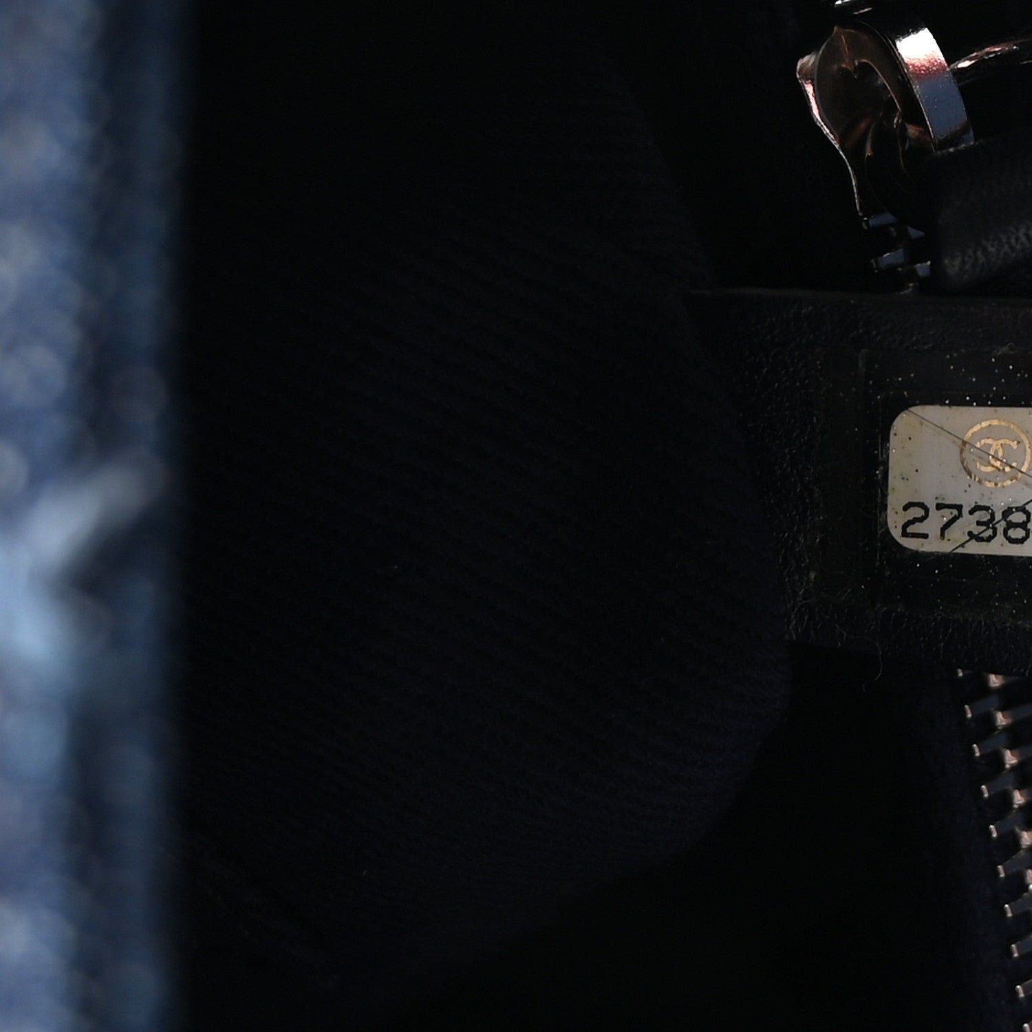 Denim Quilted Small Coco Handle Flap Blue