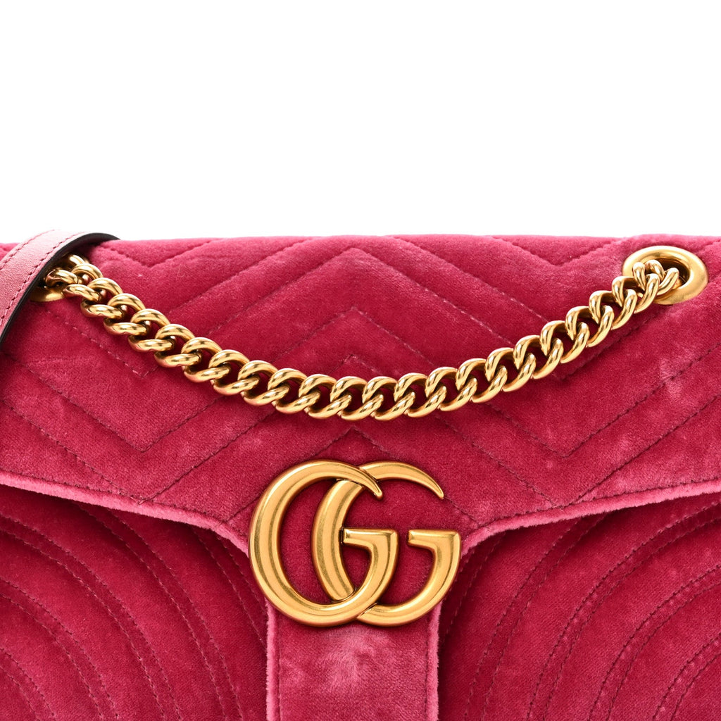 Velvet Matelasse Small GG Marmont Shoulder Bag Light Raspberry Rose