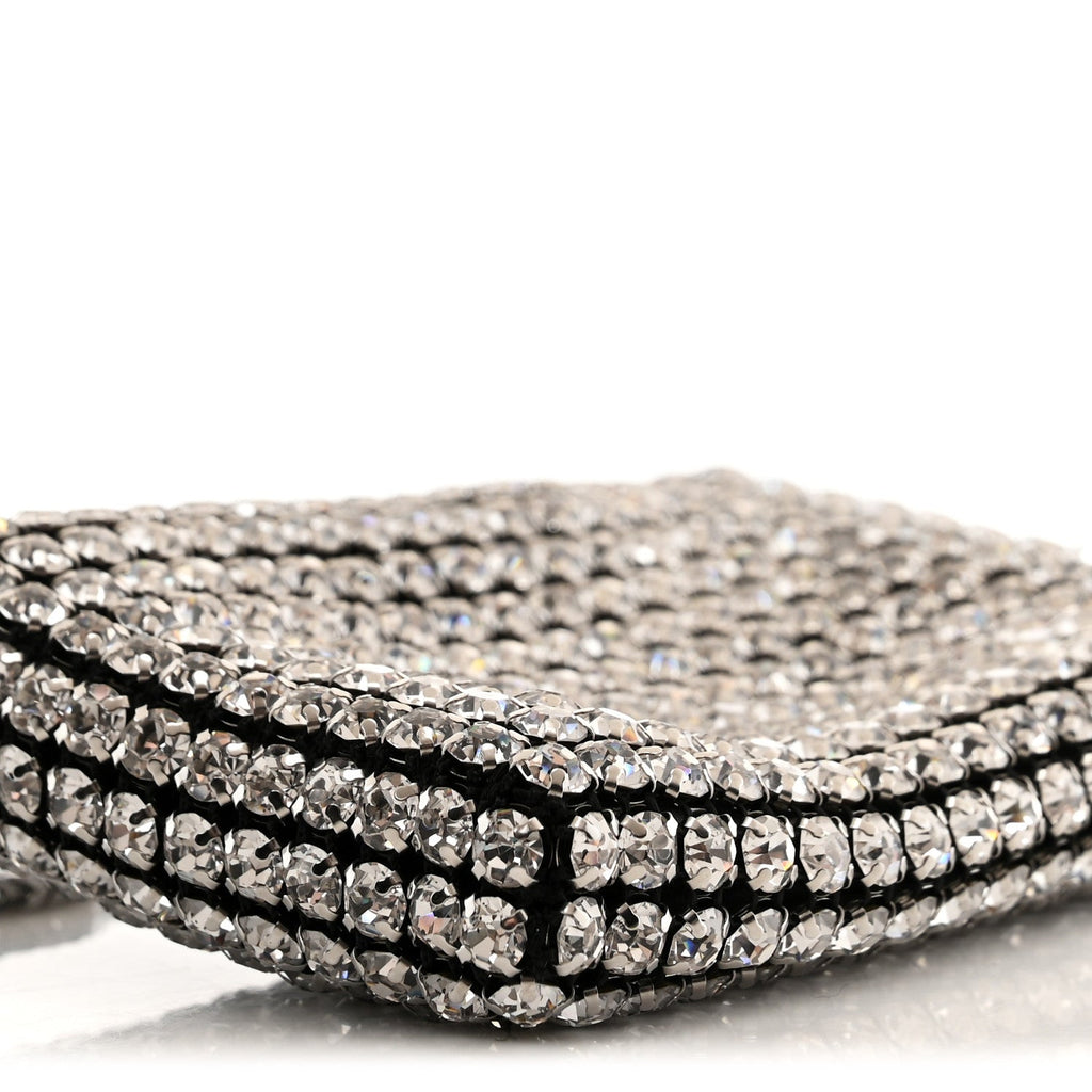 Mesh Crystal Rhinestone Nano Heiress Shoulder Bag Black Silver