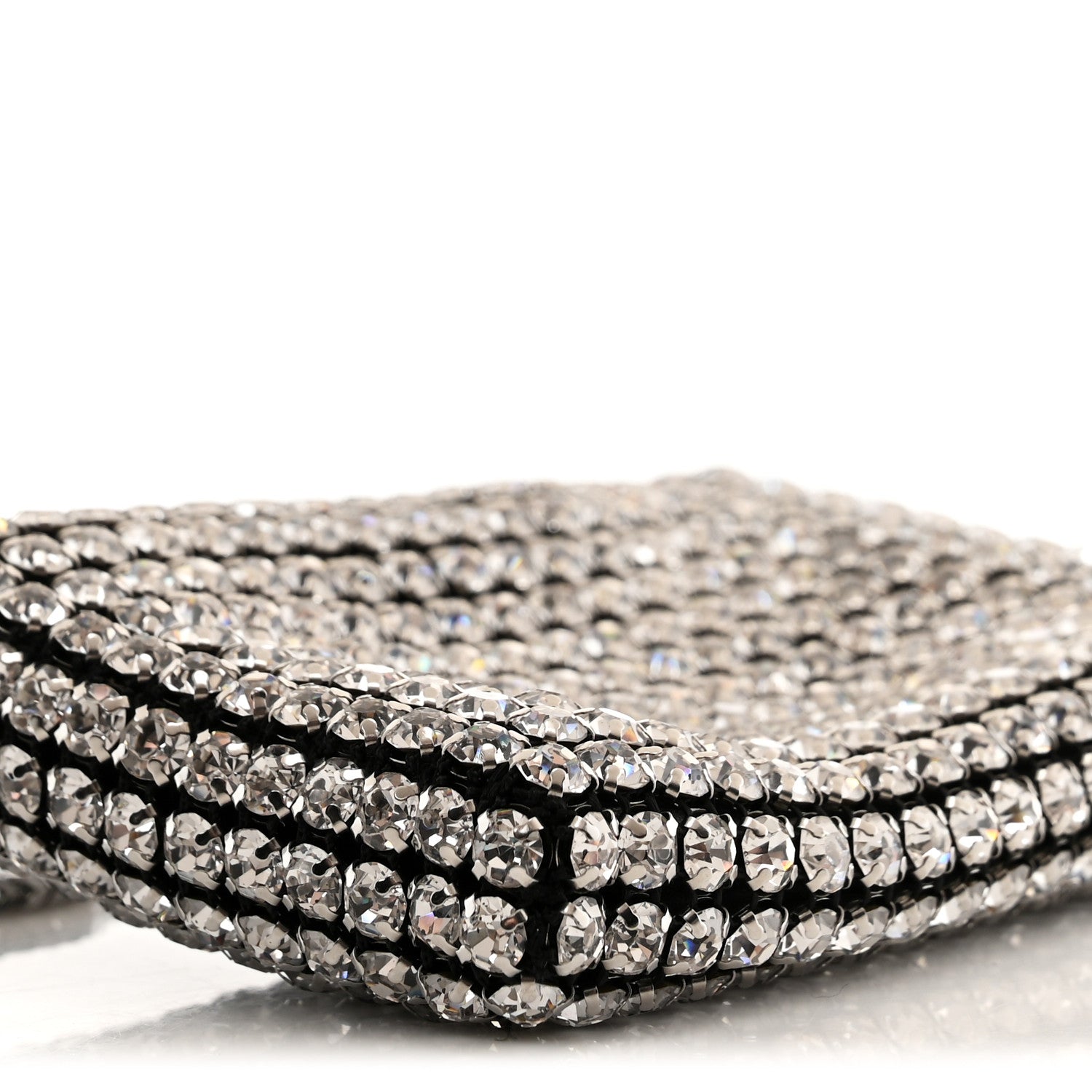 Mesh Crystal Rhinestone Nano Heiress Shoulder Bag Black Silver