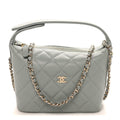 Caviar Quilted Hobo Clutch With Chain Light Green