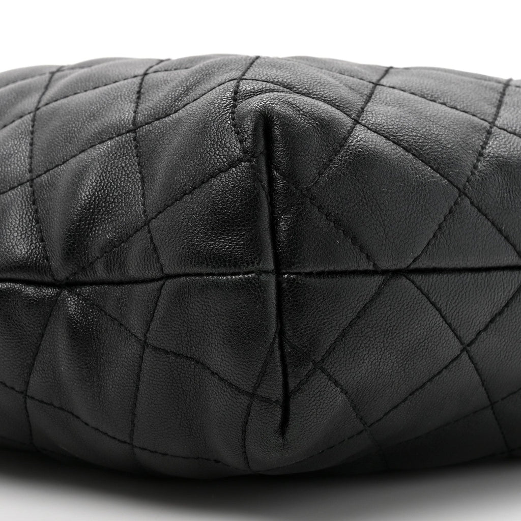 Lambskin Quilted Maxi Icare Shopping Tote Black