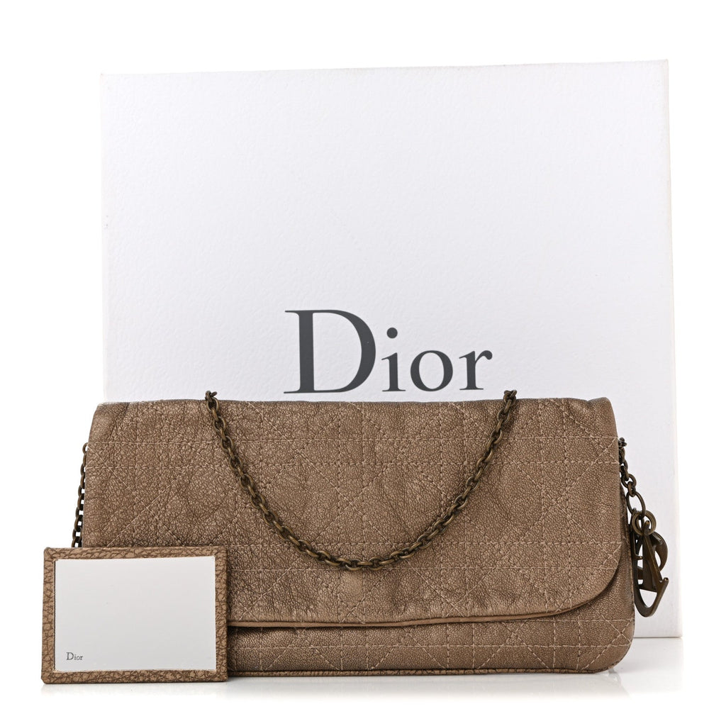 Lambskin Cannage Lady Dior Chain Clutch Bronze